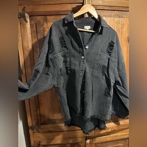 POL Black denim button up